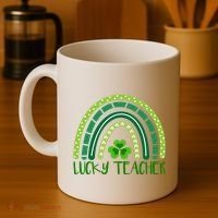 Lucky Teacher Rainbow St Patricks Day Coffee Mug thumb 4