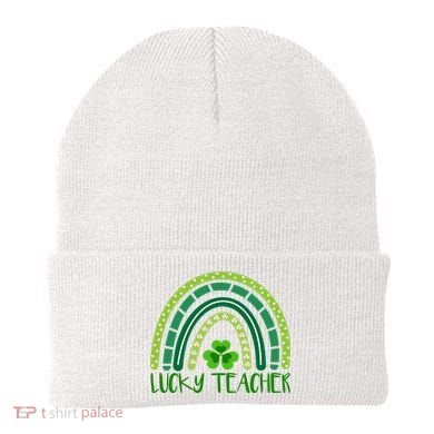 Lucky Teacher Rainbow St Patricks Day Beanie