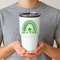 Lucky Teacher Rainbow St Patricks Day Tumbler thumb 2