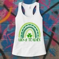 Lucky Teacher Rainbow St Patricks Day Women's Tank Top thumb 3