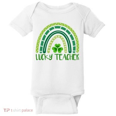 Lucky Teacher Rainbow St Patricks Day Baby Bodysuit
