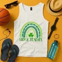 Lucky Teacher Rainbow St Patricks Day Tank Top thumb 4