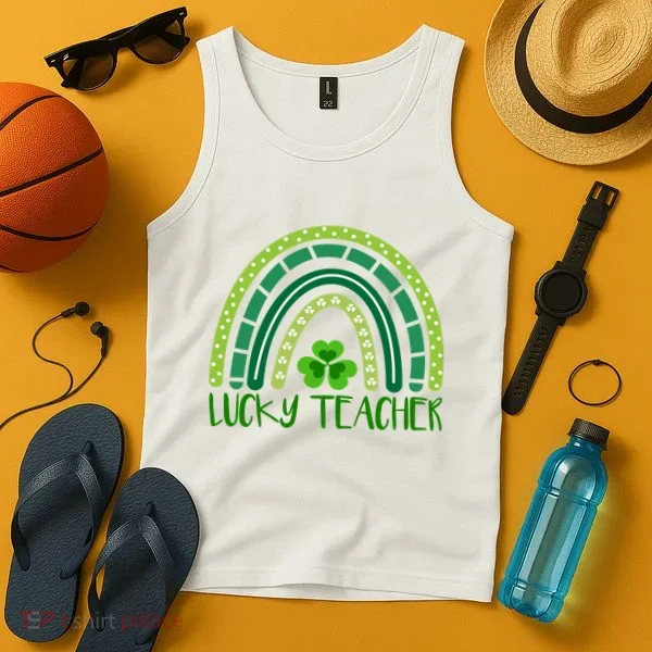Lucky Teacher Rainbow St Patricks Day Tank Top