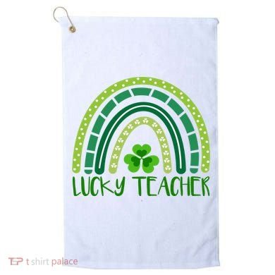 Lucky Teacher Rainbow St Patricks Day Golf Towel