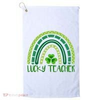 Lucky Teacher Rainbow St Patricks Day Golf Towel thumb 0