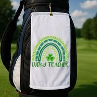 Lucky Teacher Rainbow St Patricks Day Golf Towel thumb 2