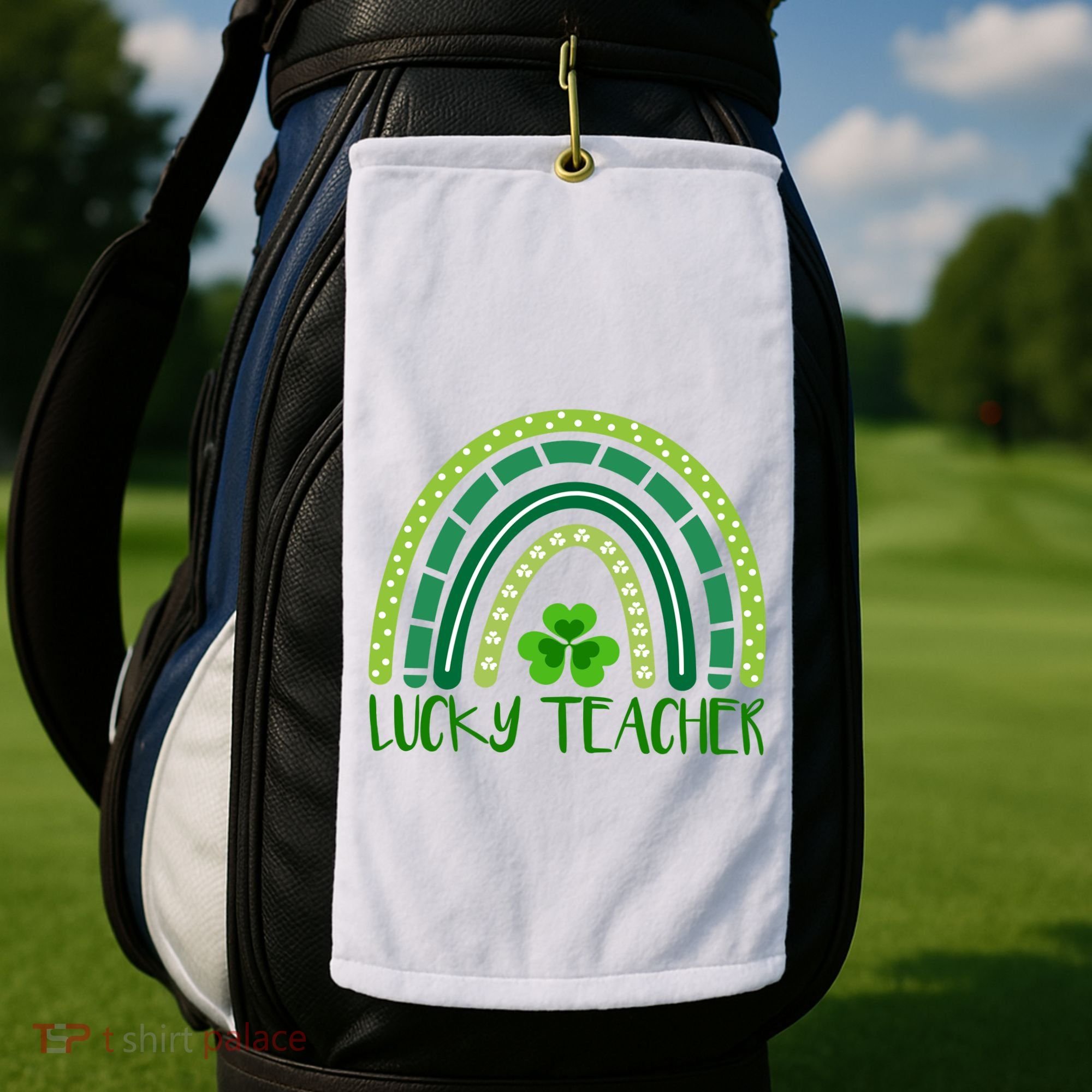 Lucky Teacher Rainbow St Patricks Day Golf Towel