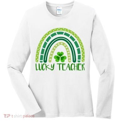 Lucky Teacher Rainbow St Patricks Day Women's Long Sleeve Shirt