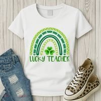 Lucky Teacher Rainbow St Patricks Day Women's T-Shirt thumb 3