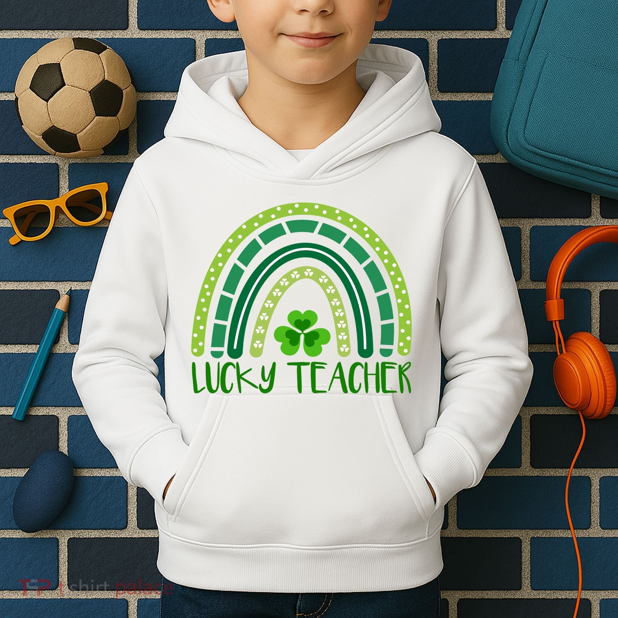 Lucky Teacher Rainbow St Patricks Day Kids Hoodie