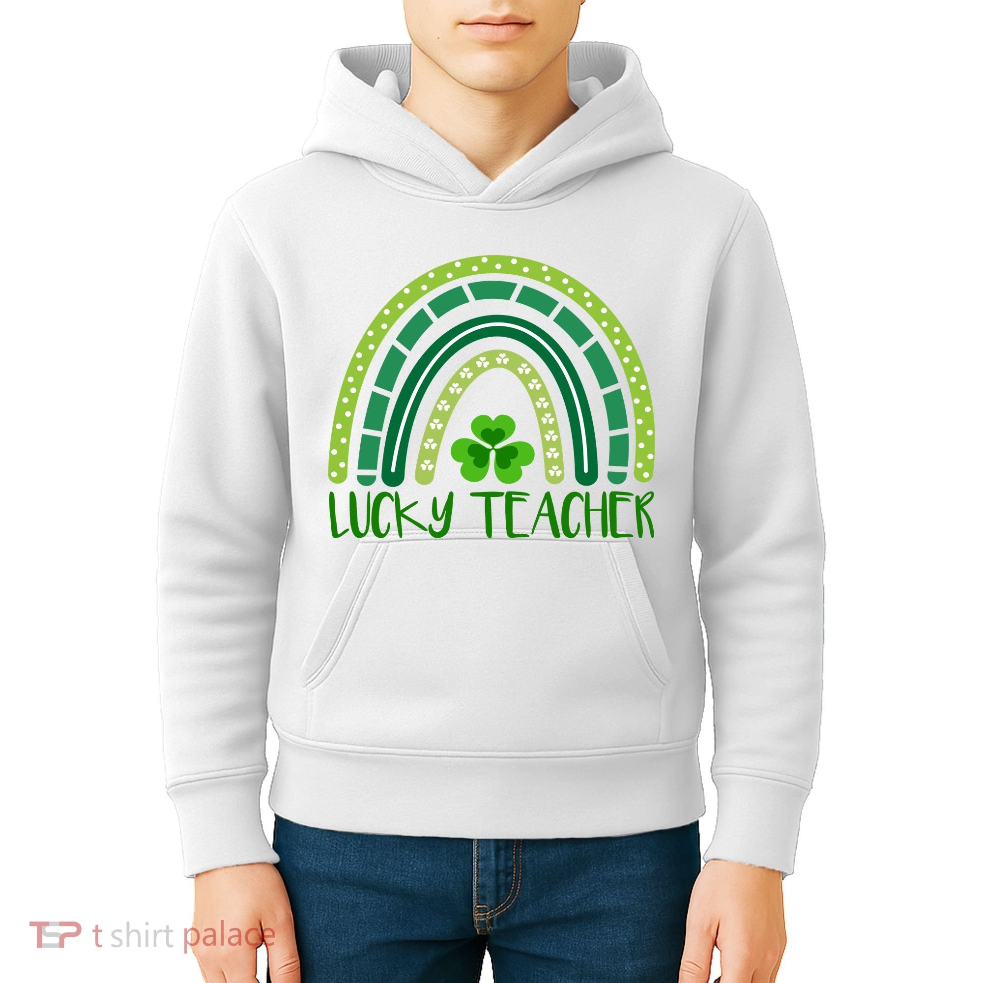 Lucky Teacher Rainbow St Patricks Day Kids Hoodie