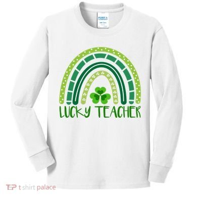 Lucky Teacher Rainbow St Patricks Day Kids Long Sleeve Shirt