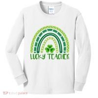Lucky Teacher Rainbow St Patricks Day Kids Long Sleeve Shirt thumb 0
