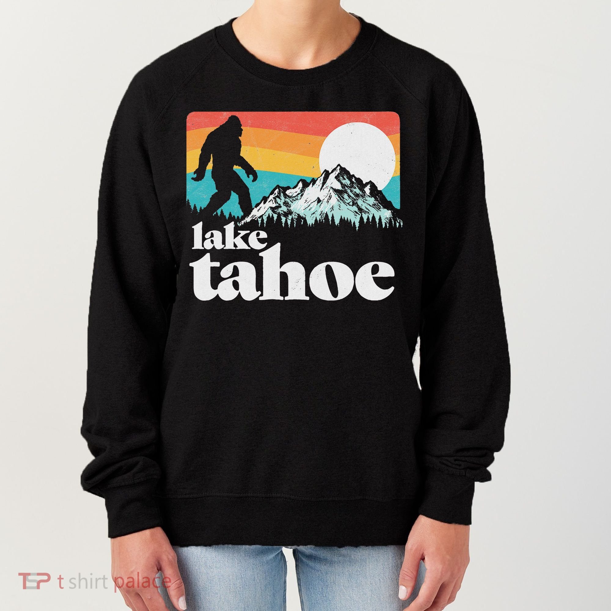 Lake Tahoe Retro Bigfoot Mountains Women's Sweatshirt