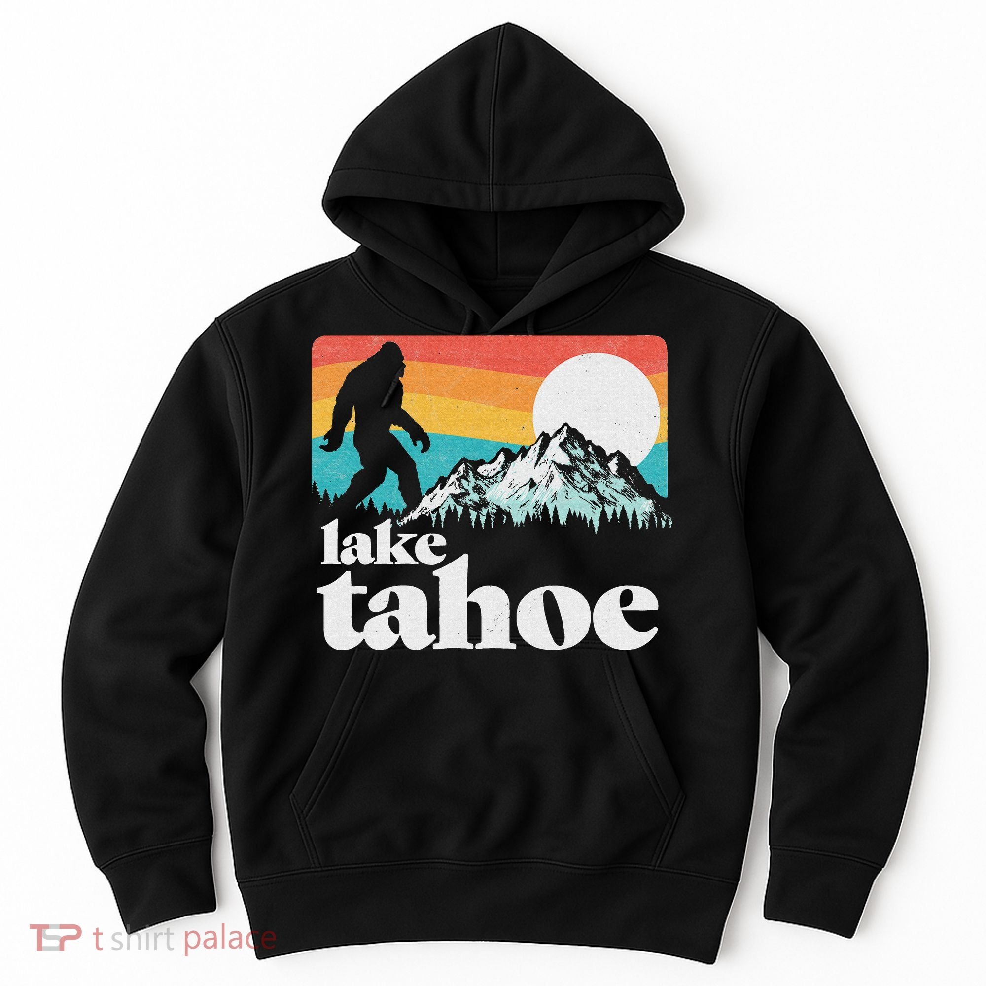 Lake Tahoe Retro Bigfoot Mountains Hoodie