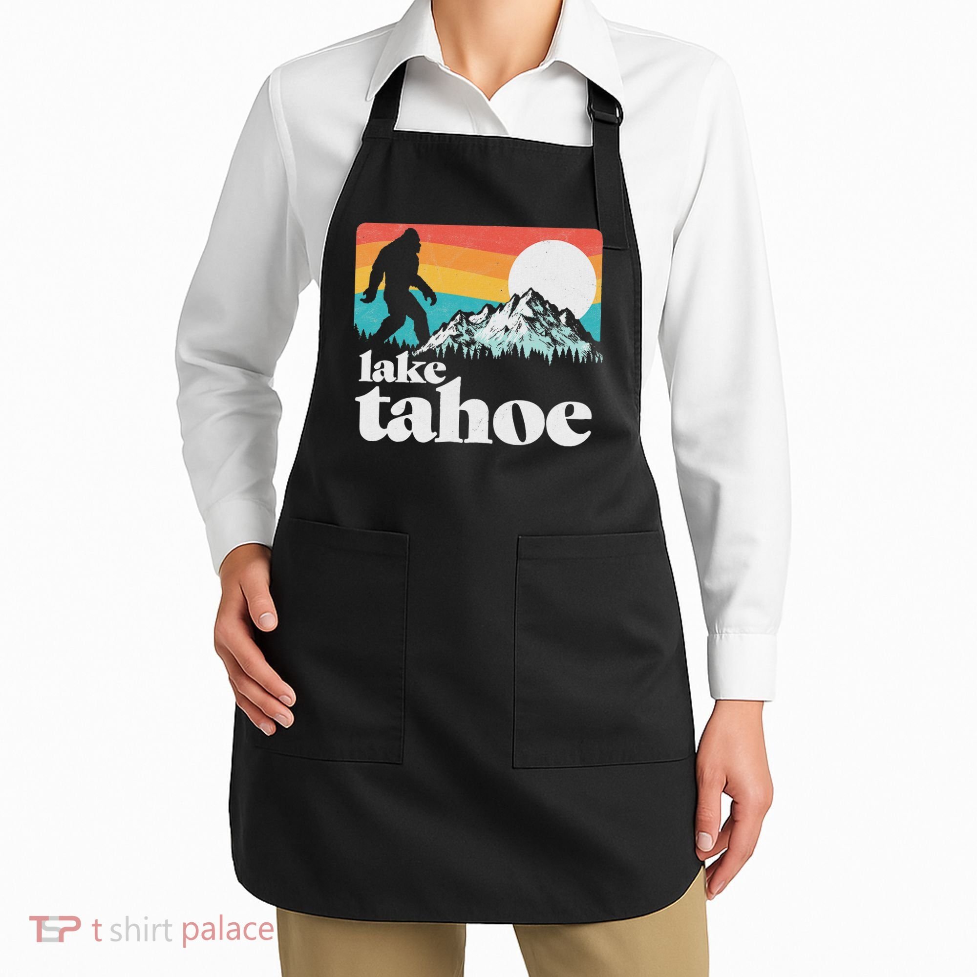 Lake Tahoe Retro Bigfoot Mountains Apron