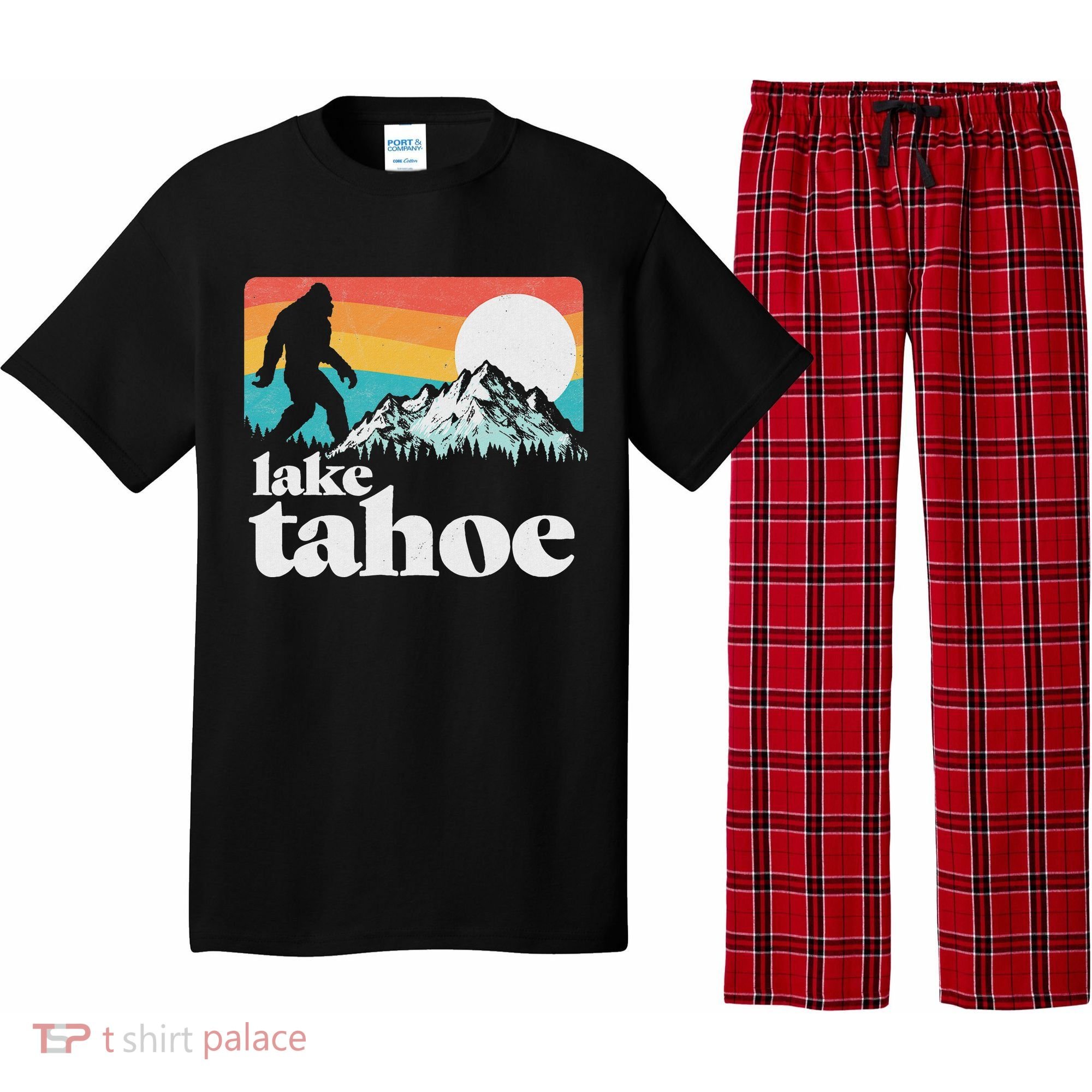 Lake Tahoe Retro Bigfoot Mountains Pajama Set