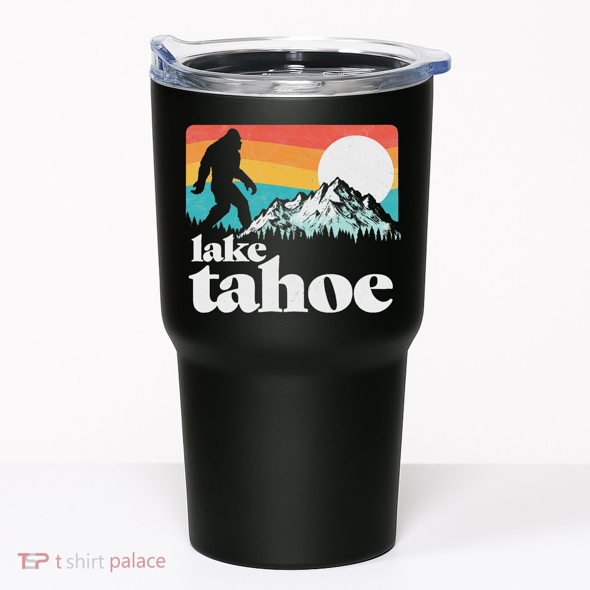 Lake Tahoe Retro Bigfoot Mountains Tumbler