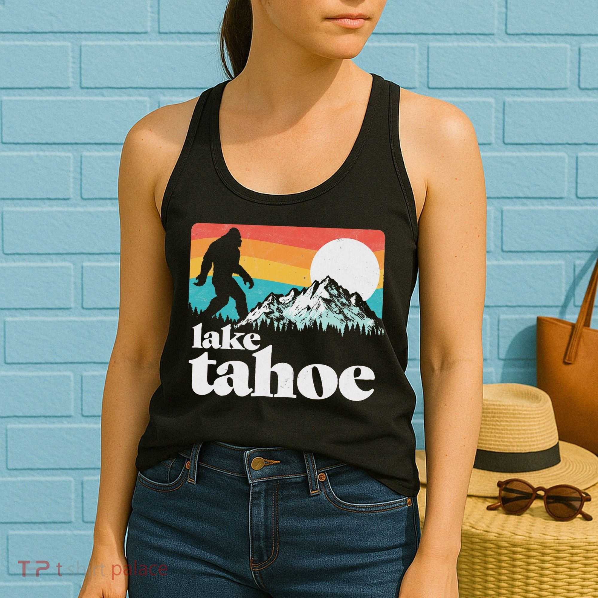 Lake Tahoe Retro Bigfoot Mountains Women's Tank Top