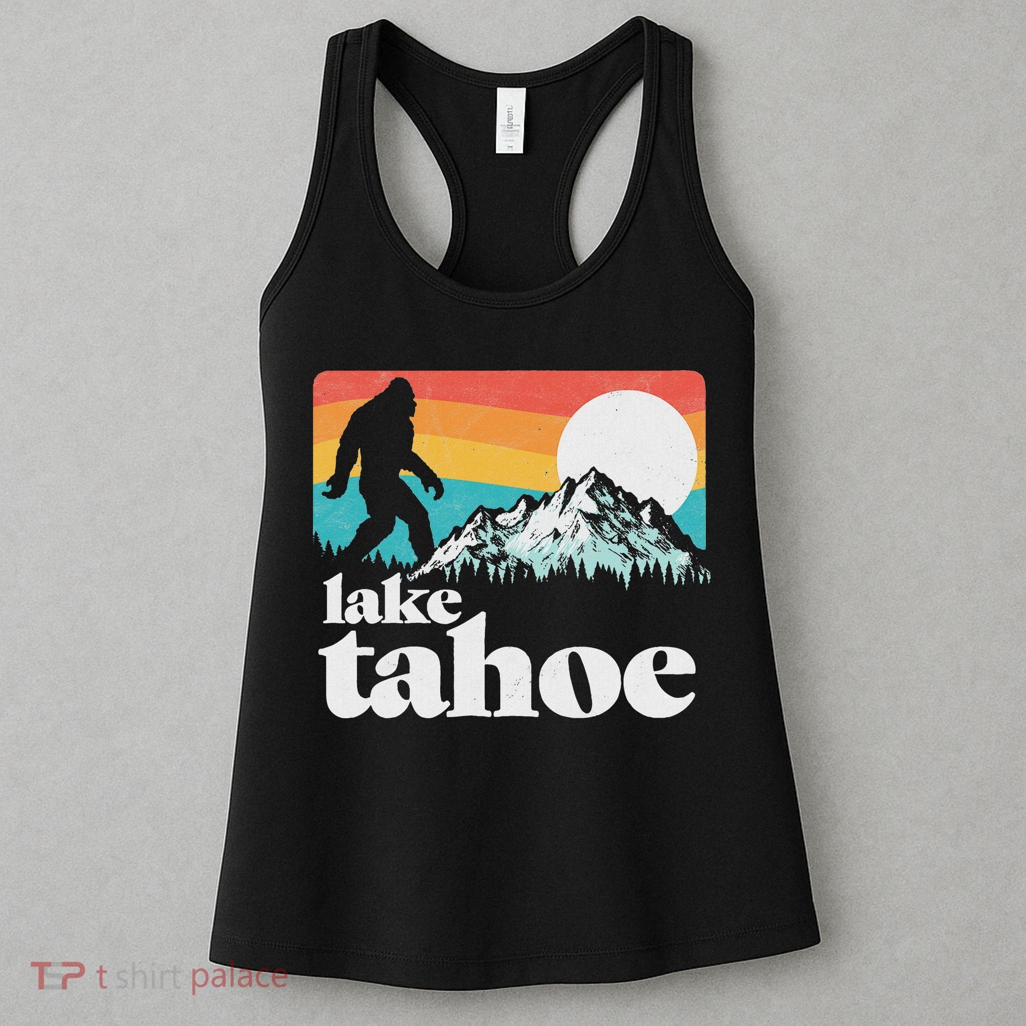 Lake Tahoe Retro Bigfoot Mountains Women's Tank Top