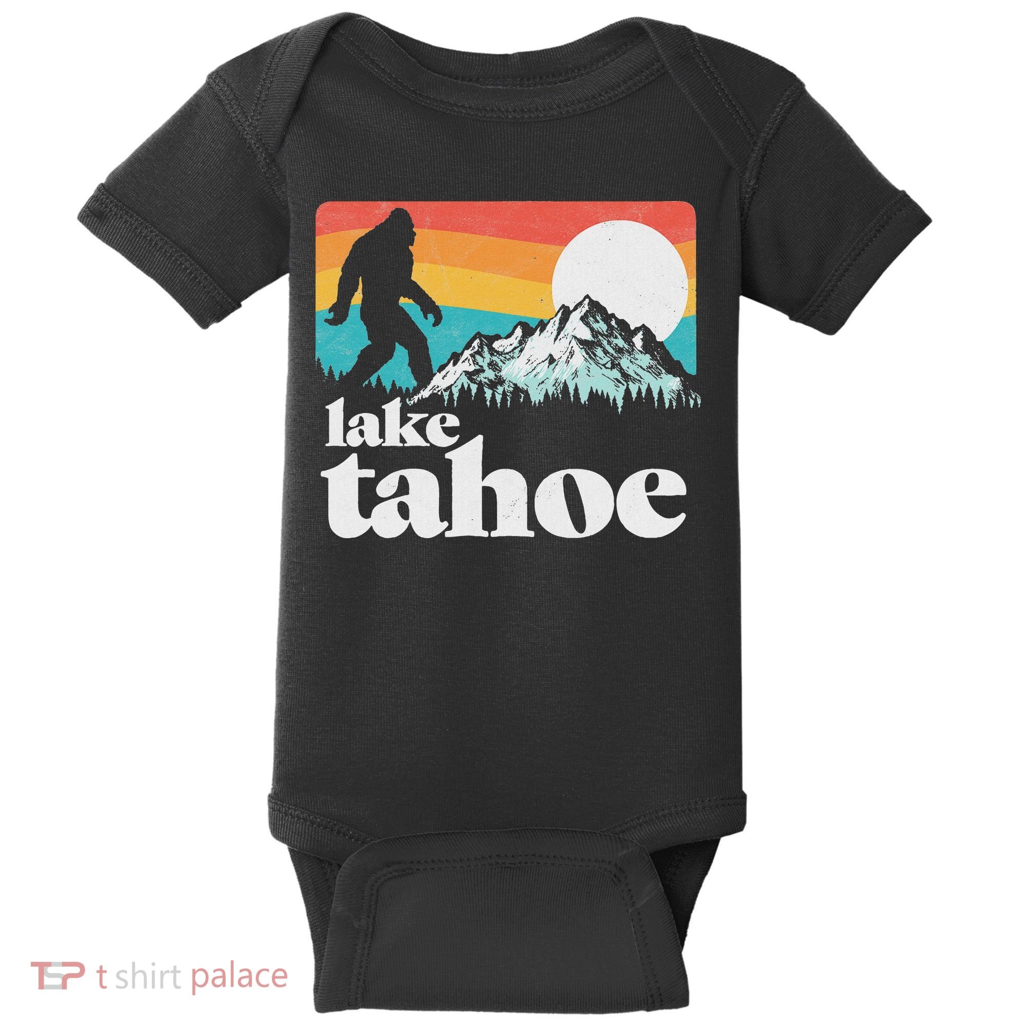 Lake Tahoe Retro Bigfoot Mountains Baby Bodysuit