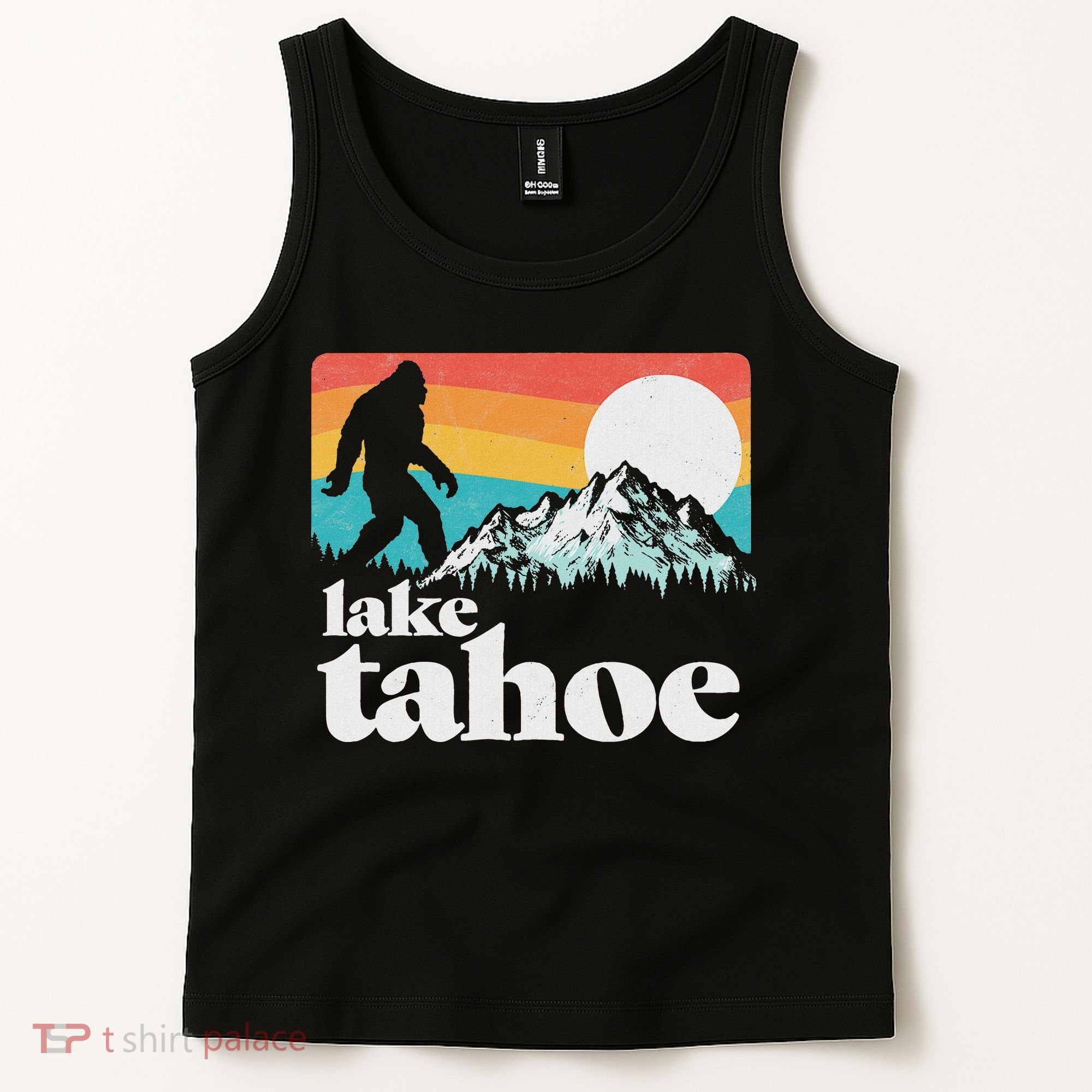 Lake Tahoe Retro Bigfoot Mountains Tank Top