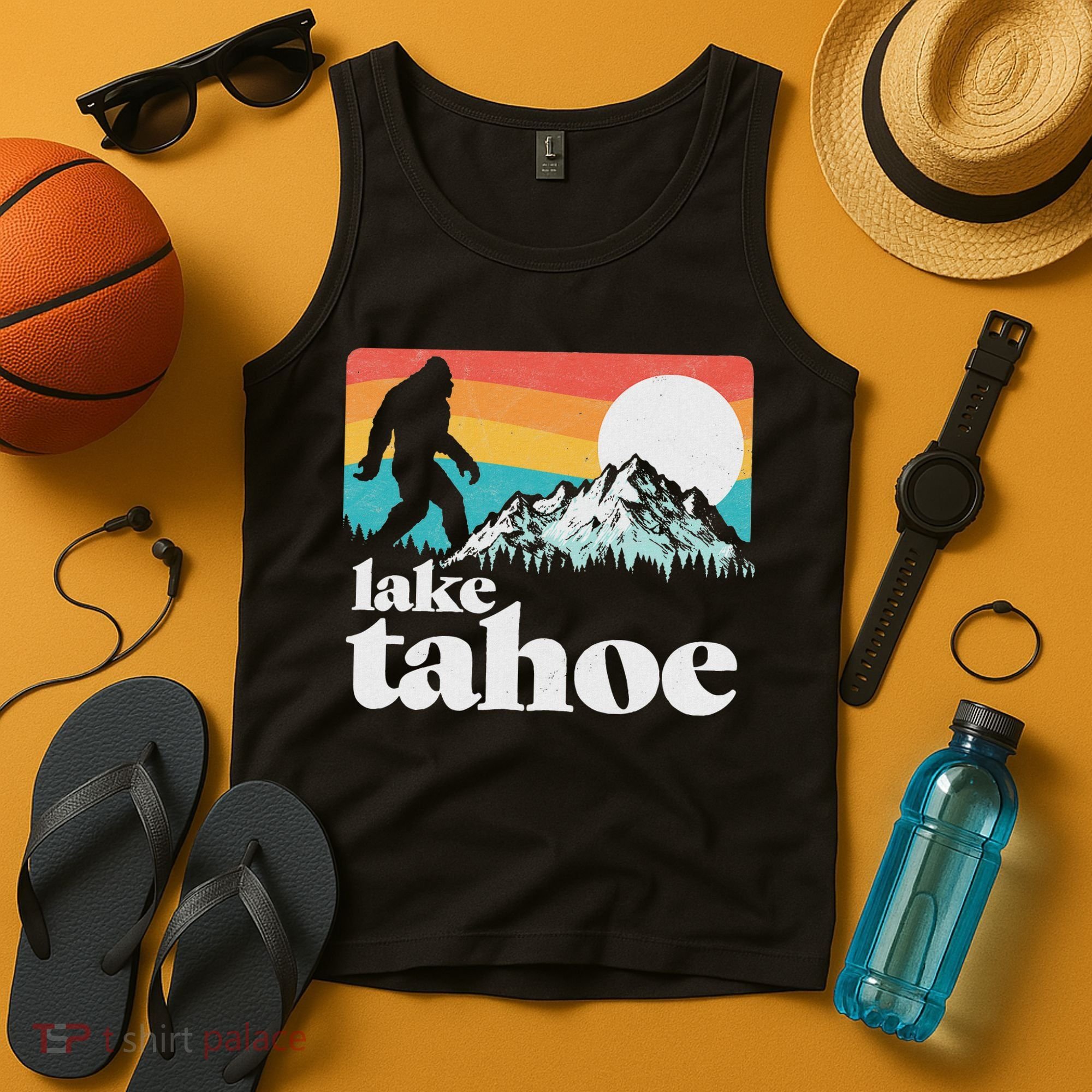 Lake Tahoe Retro Bigfoot Mountains Tank Top
