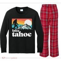 Lake Tahoe Retro Bigfoot Mountains Kids Long Sleeve Plaid Pajama Set thumb 0