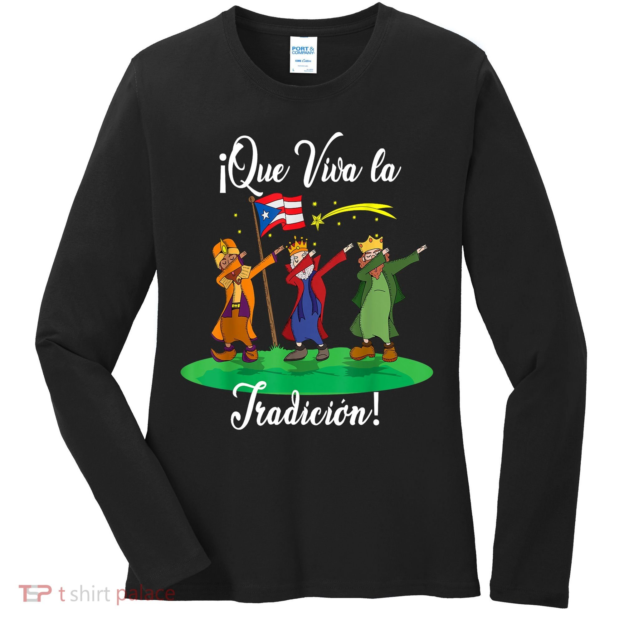 Los Tres Reyes Magos Three Wise Men Kings Dabbing Christmas TShirt Women's Long Sleeve Shirt