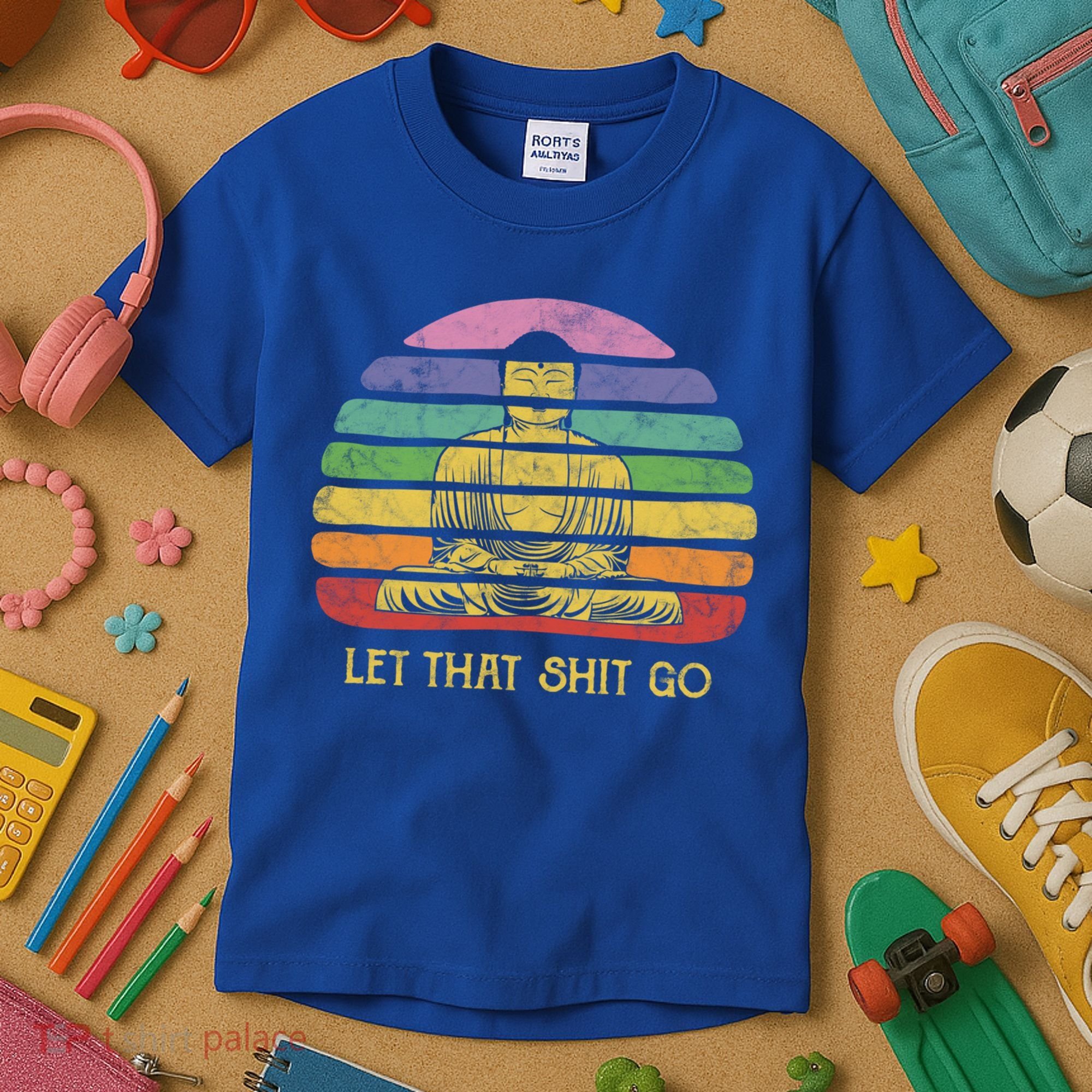 Let That Shitgo Buddha Cute Gift Funny Meditating Budda Budha Kids T-Shirt