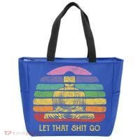 Let That Shitgo Buddha Cute Gift Funny Meditating Budda Budha Tote Bag thumb 0