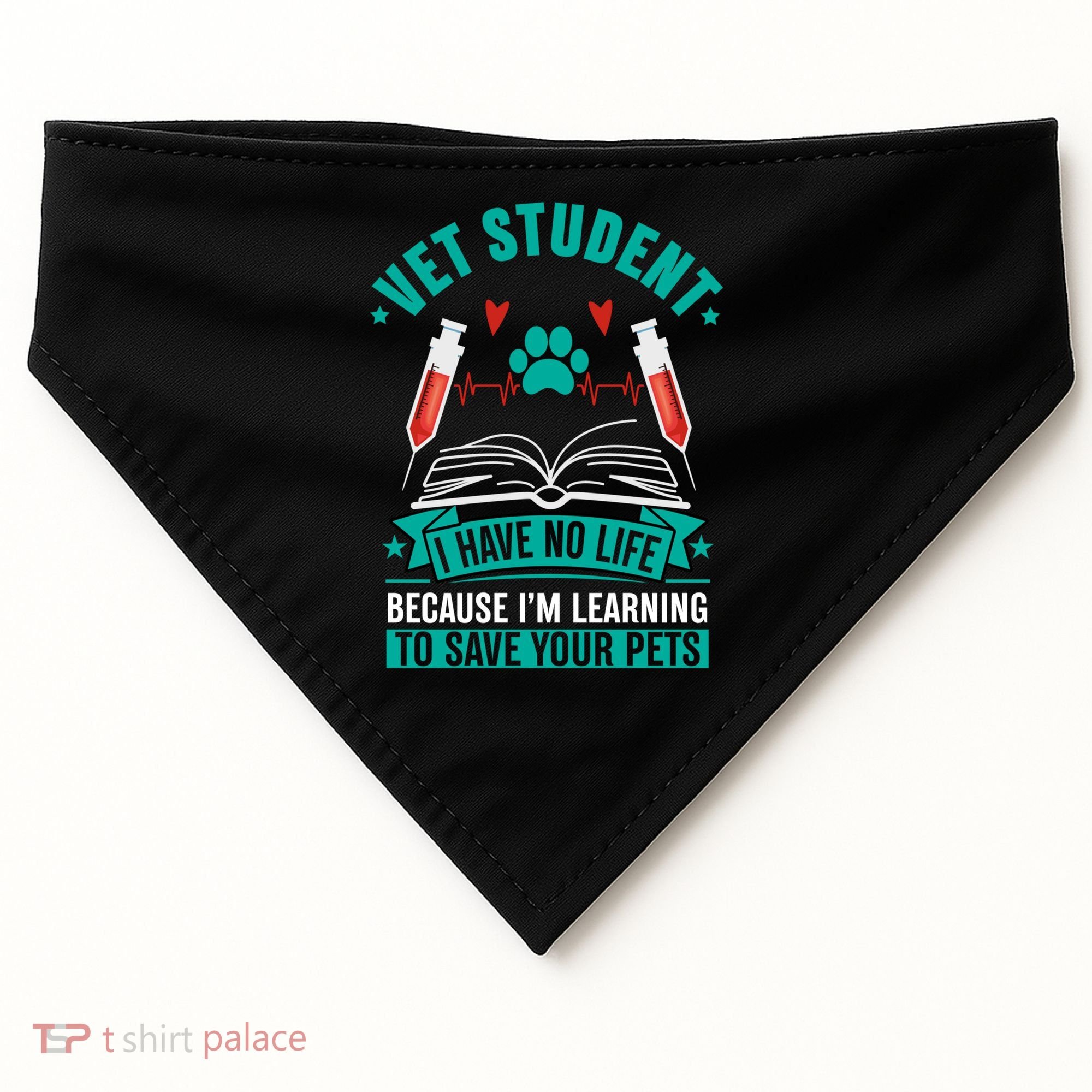 Learning To Save Pets Funny Vet Tech Veterinarians Student Cute Gift USA-Made Doggie Bandana