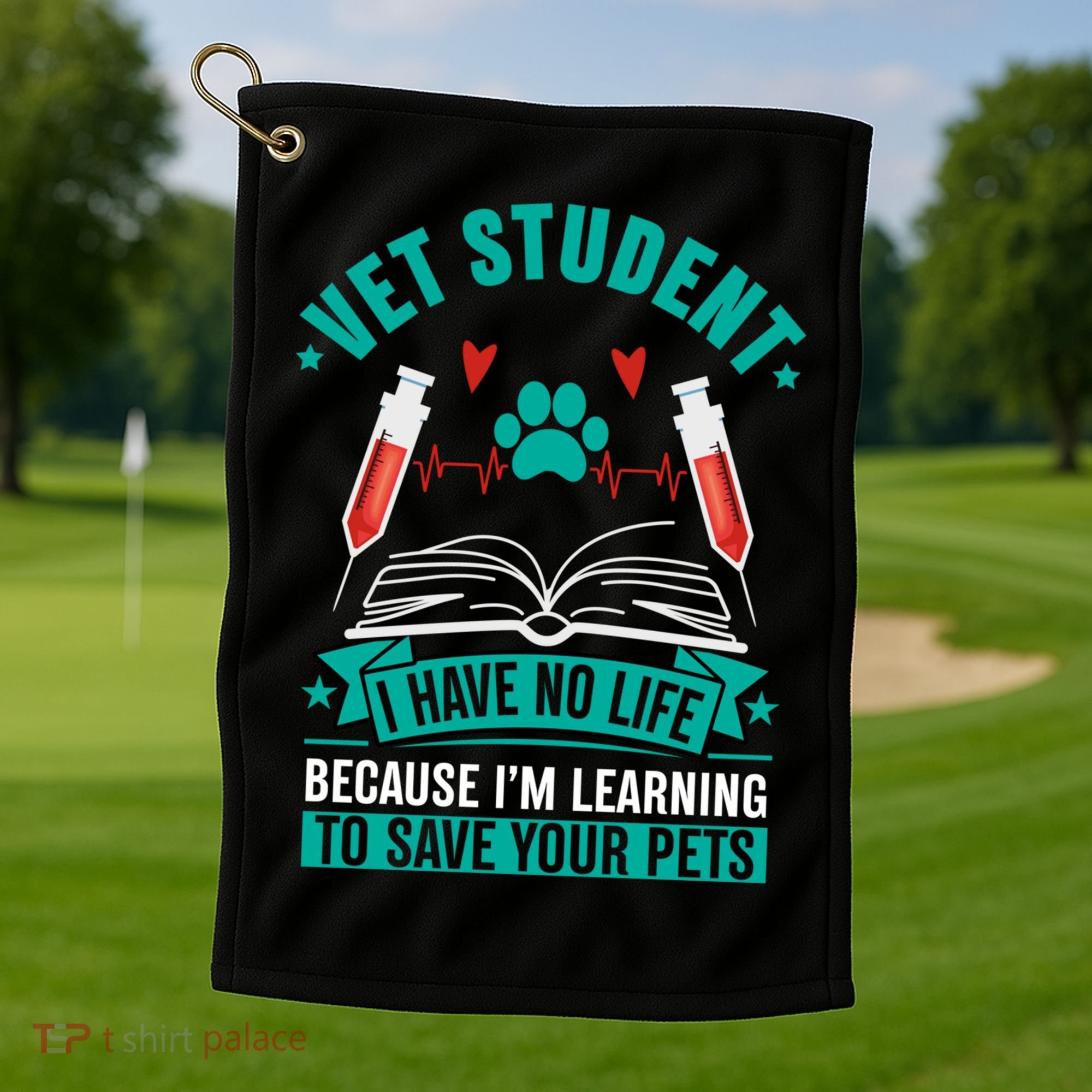 Learning To Save Pets Funny Vet Tech Veterinarians Student Cute Gift Golf Towel