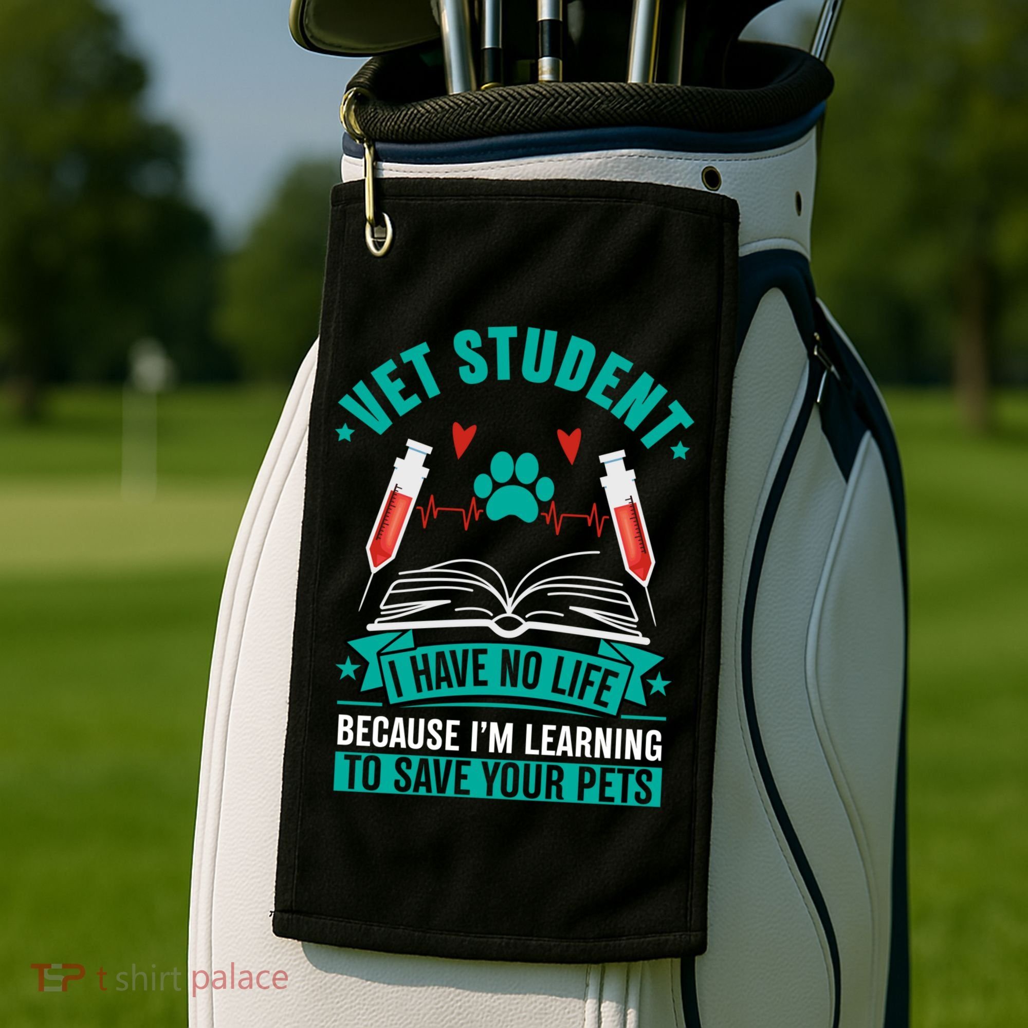 Learning To Save Pets Funny Vet Tech Veterinarians Student Cute Gift Golf Towel