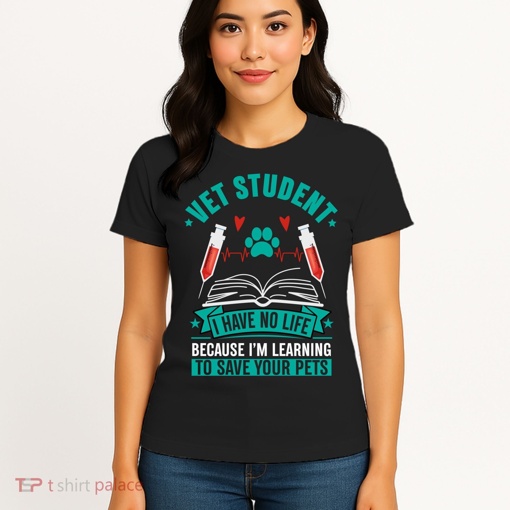 Learning To Save Pets Funny Vet Tech Veterinarians Student Cute Gift Women's T-Shirt