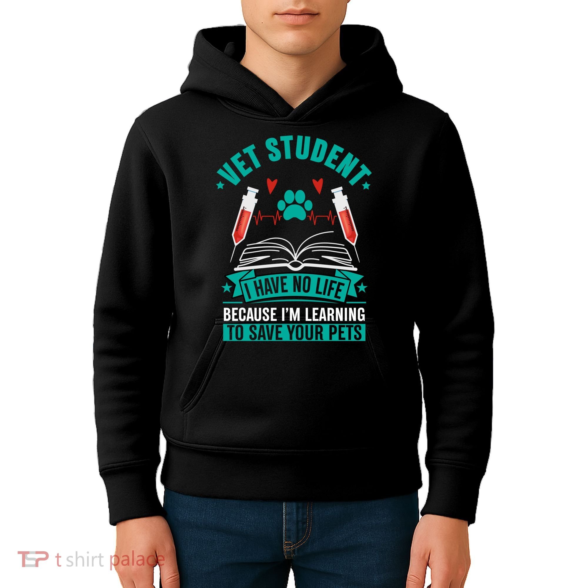 Learning To Save Pets Funny Vet Tech Veterinarians Student Cute Gift Kids Hoodie