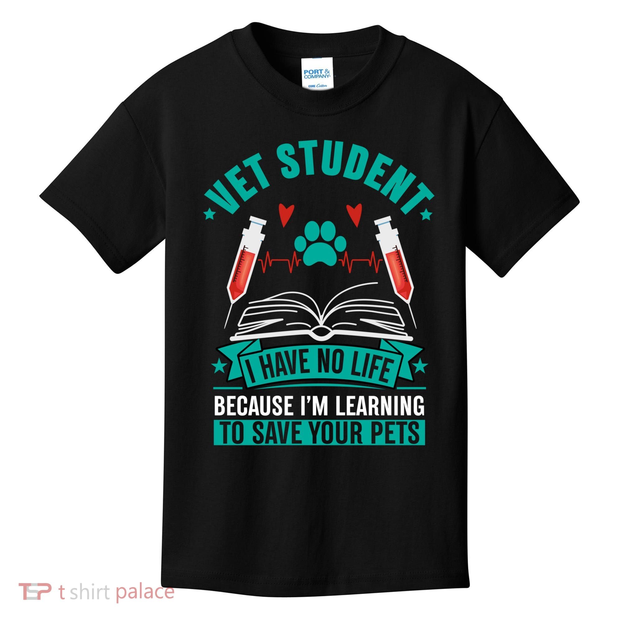 Learning To Save Pets Funny Vet Tech Veterinarians Student Cute Gift Kids T-Shirt