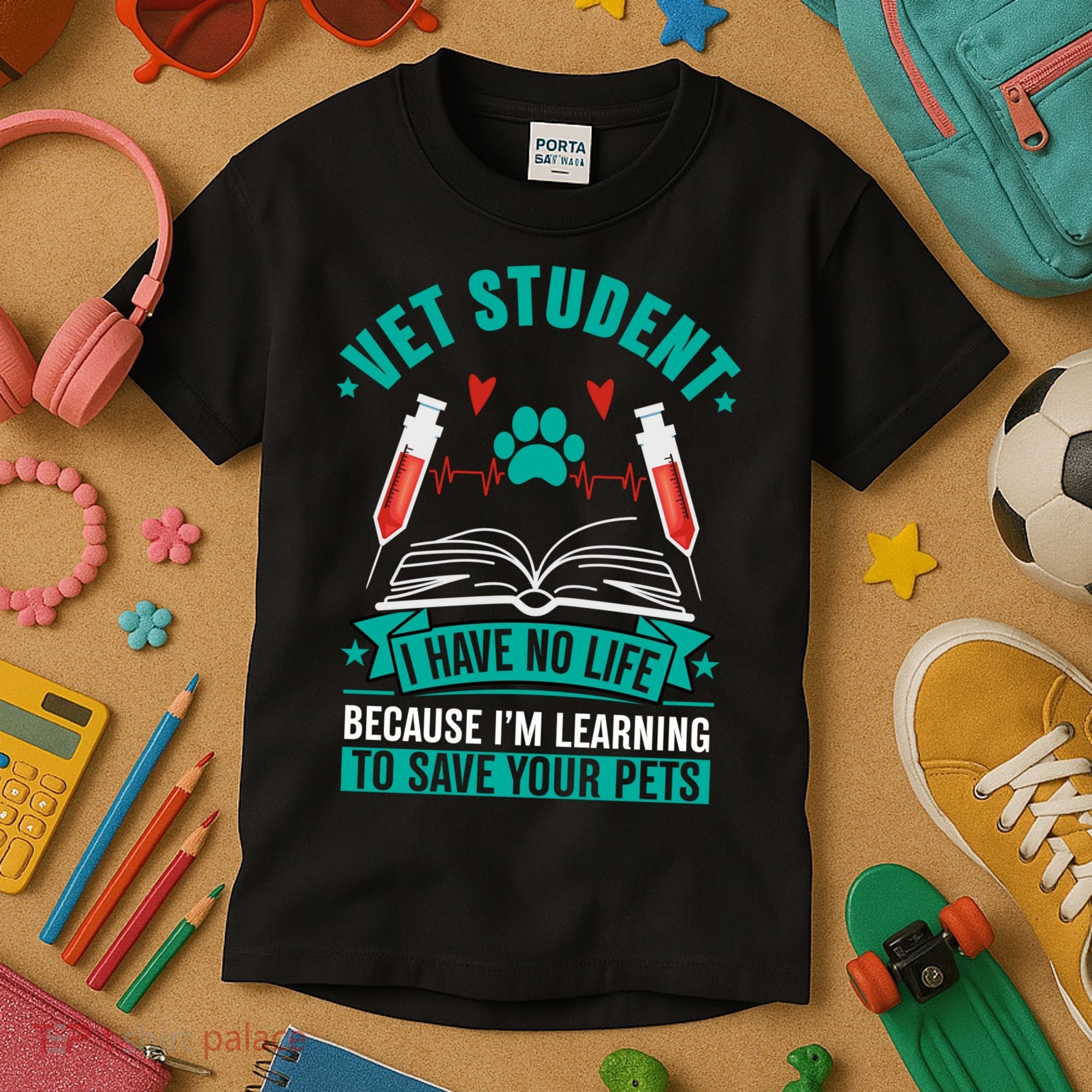 Learning To Save Pets Funny Vet Tech Veterinarians Student Cute Gift Kids T-Shirt
