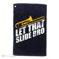 Let That Slide Bro - Funny Trombone Player Band Gift Golf Towel thumb 0