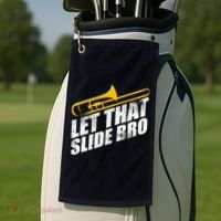 Let That Slide Bro - Funny Trombone Player Band Gift Golf Towel thumb 2