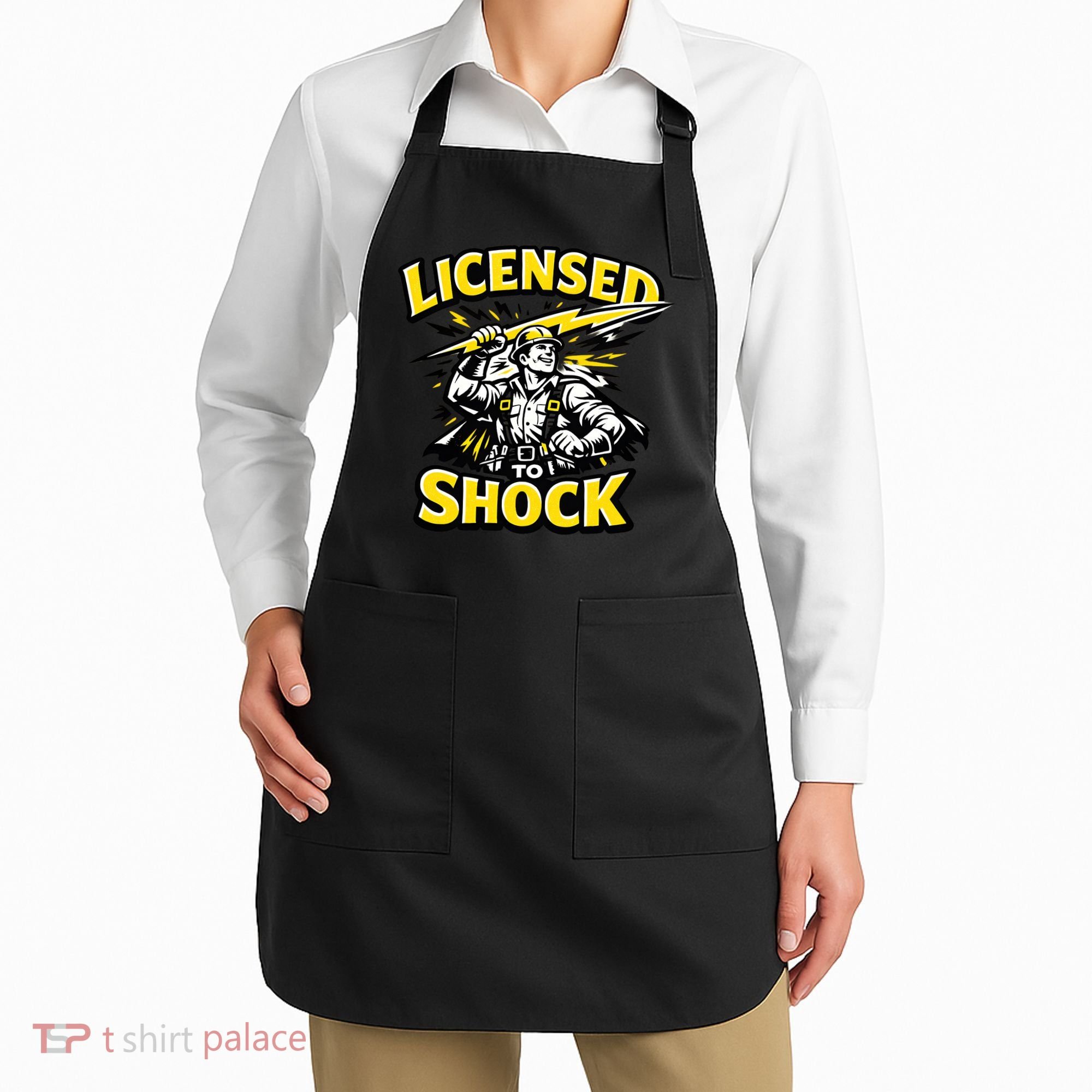 Licensed To Shock Power Line Worker Humor Apron