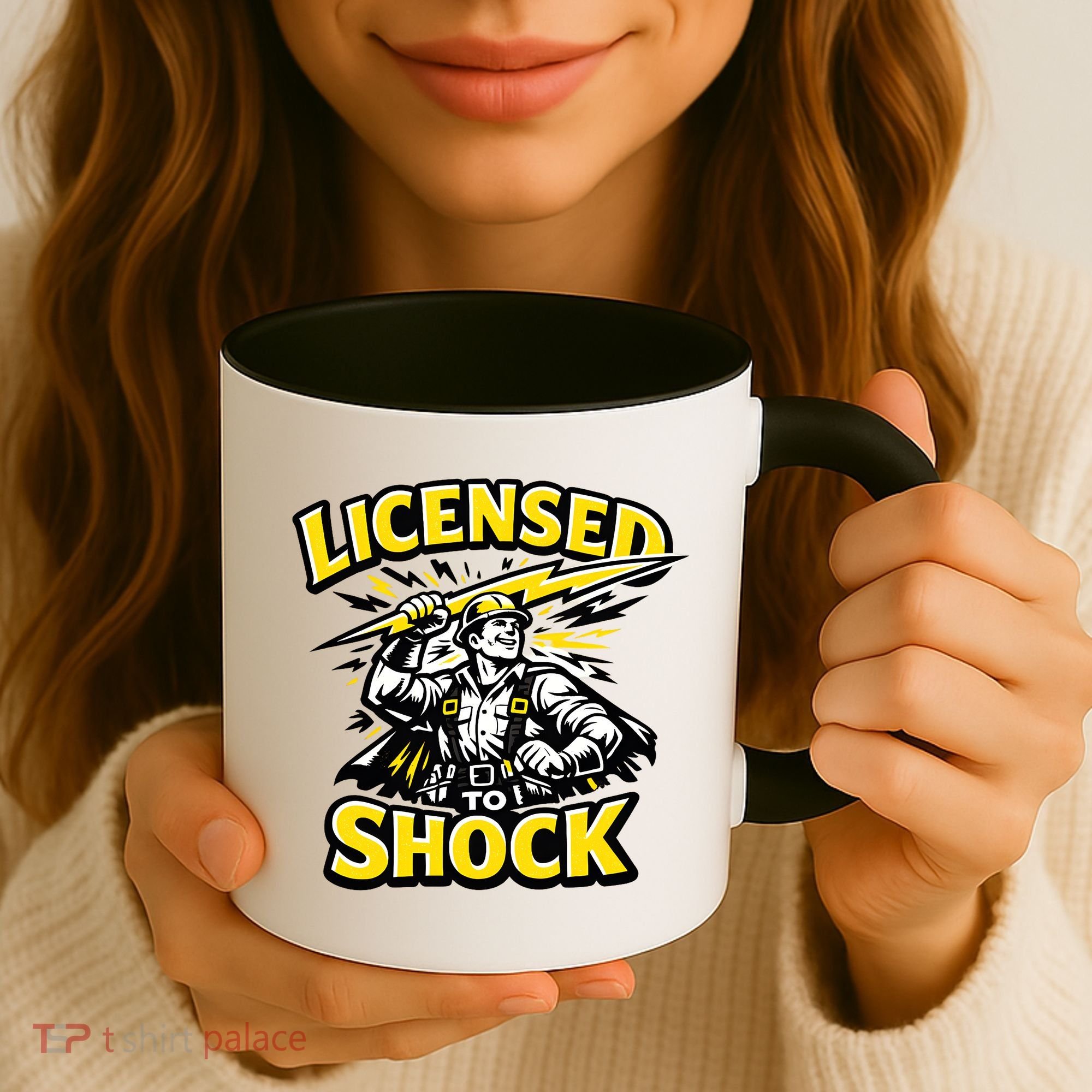 Licensed To Shock Power Line Worker Humor Coffee Mug