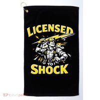 Licensed To Shock Power Line Worker Humor Golf Towel thumb 0