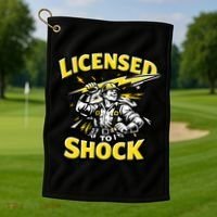 Licensed To Shock Power Line Worker Humor Golf Towel thumb 1