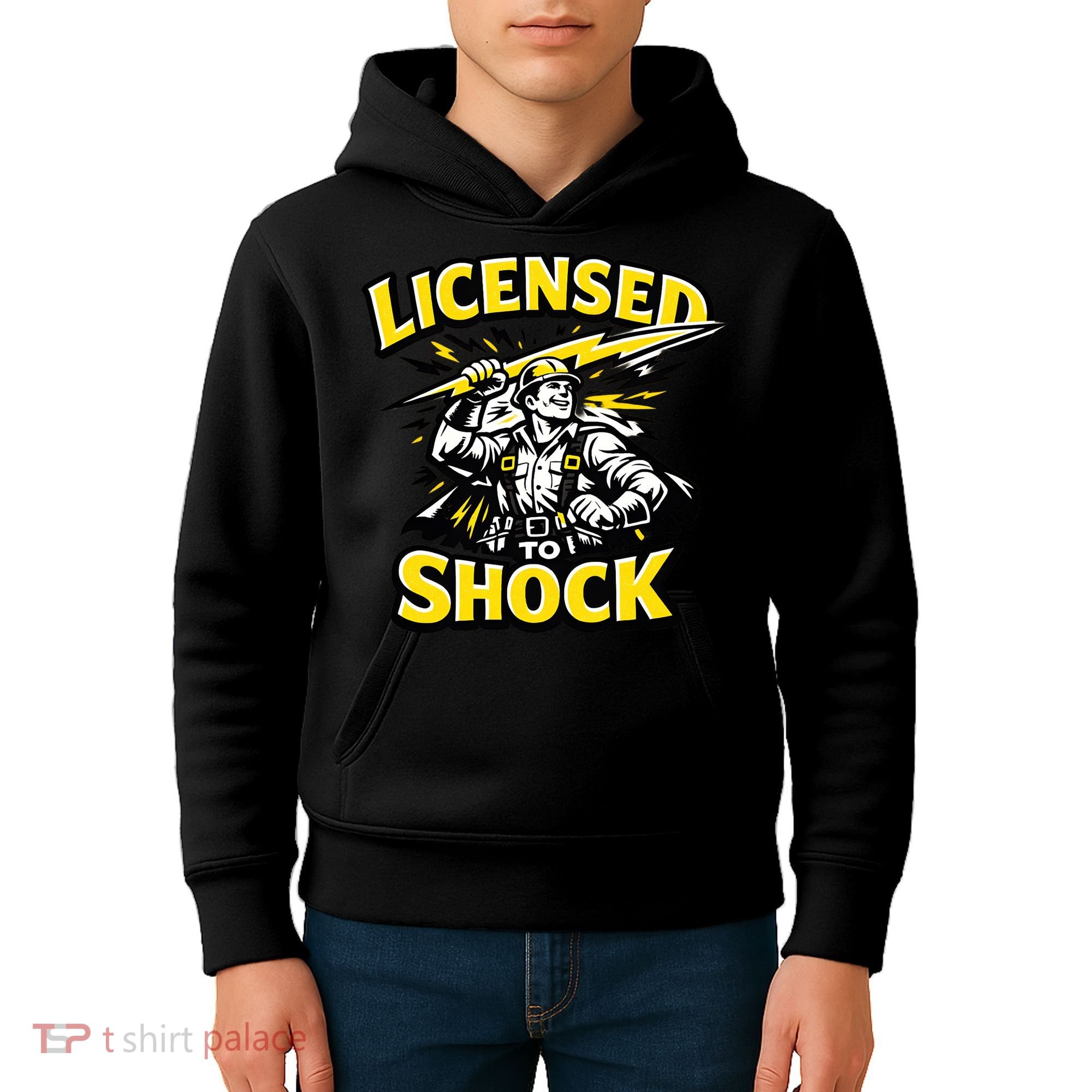 Licensed To Shock Power Line Worker Humor Kids Hoodie