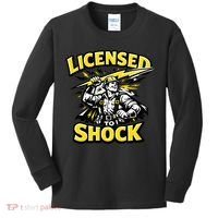 Licensed To Shock Power Line Worker Humor Kids Long Sleeve Shirt thumb 0