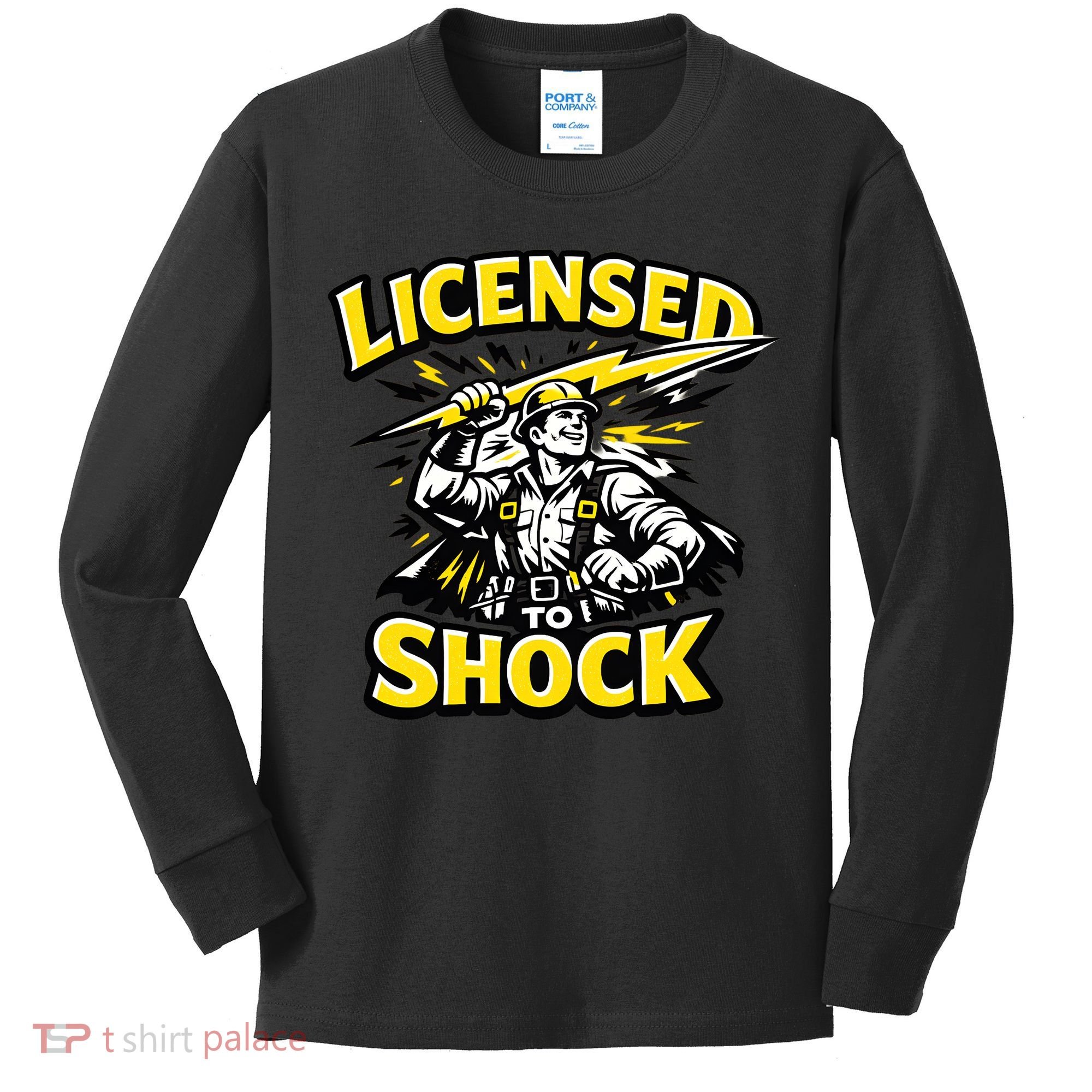 Licensed To Shock Power Line Worker Humor Kids Long Sleeve Shirt