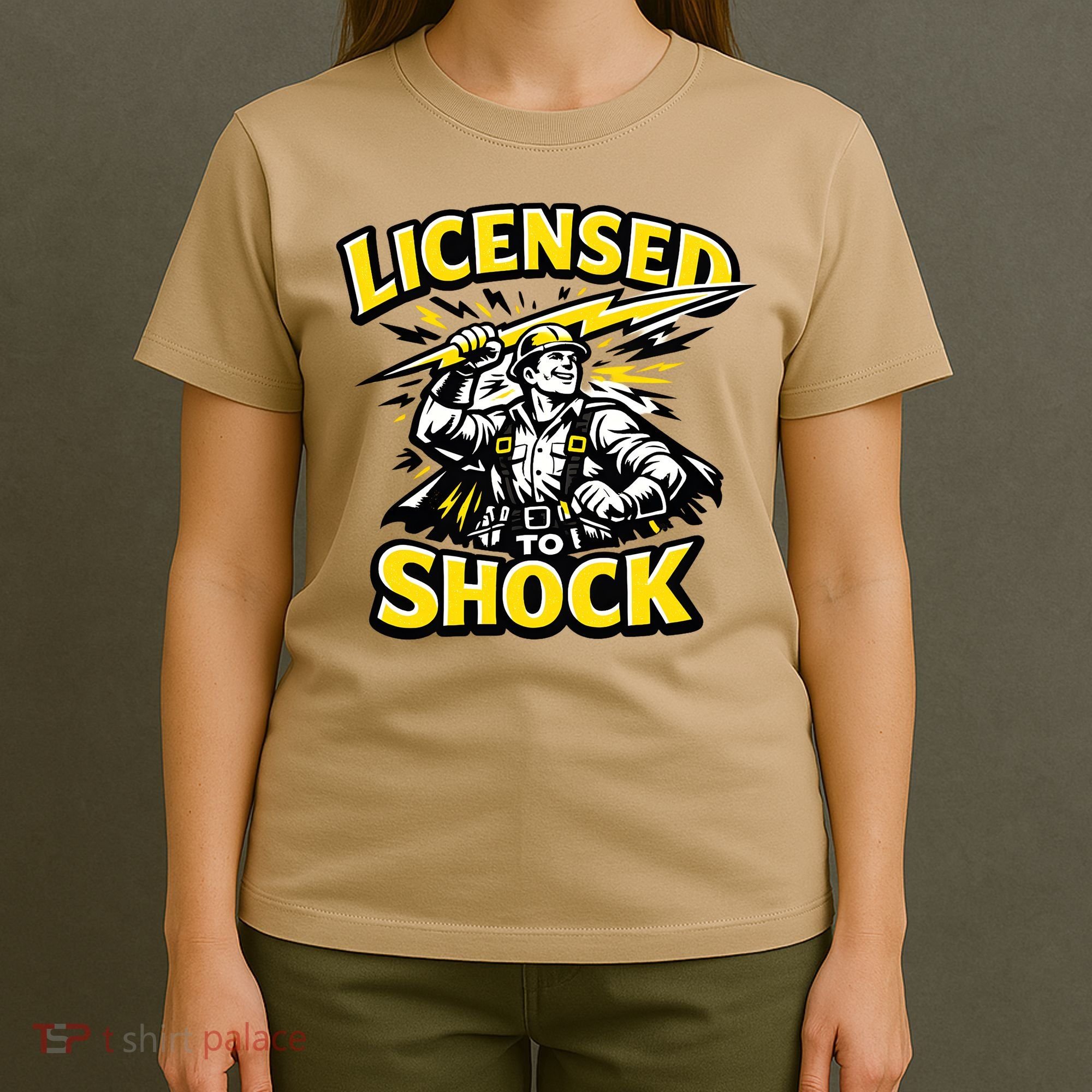 Licensed To Shock Power Line Worker Humor T-Shirt