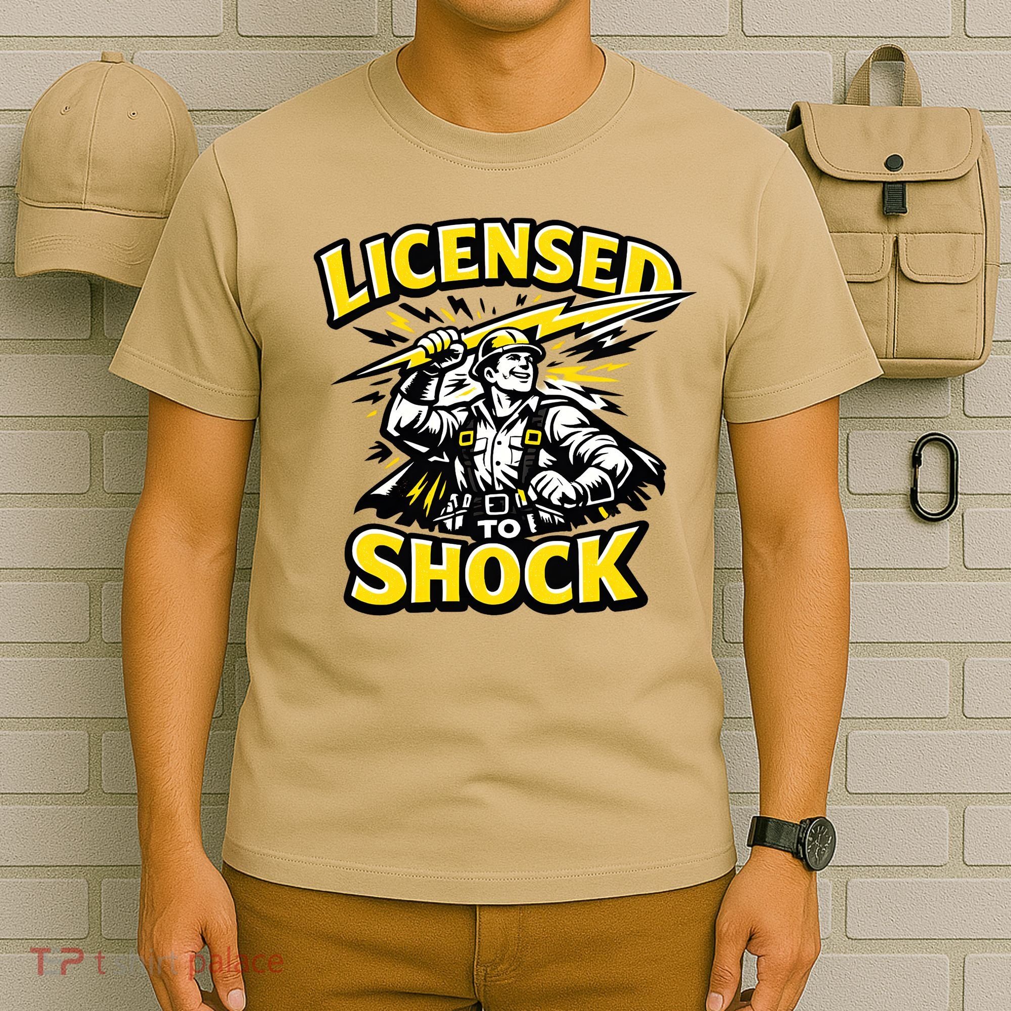 Licensed To Shock Power Line Worker Humor T-Shirt