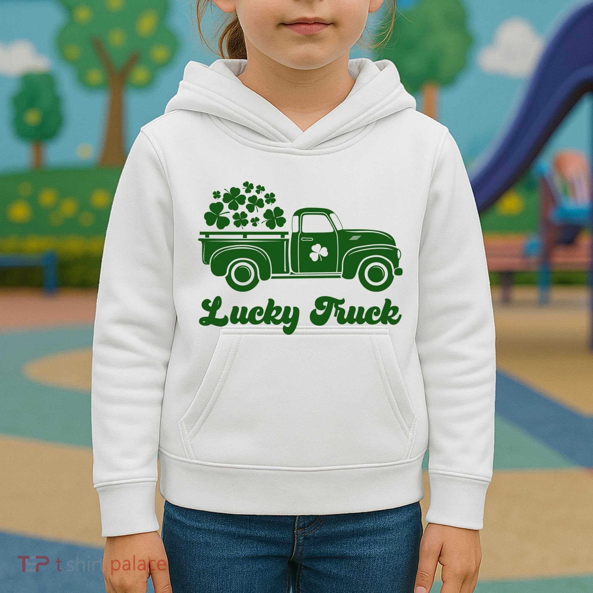 Lucky Truck St Patricks Day Kids Hoodie